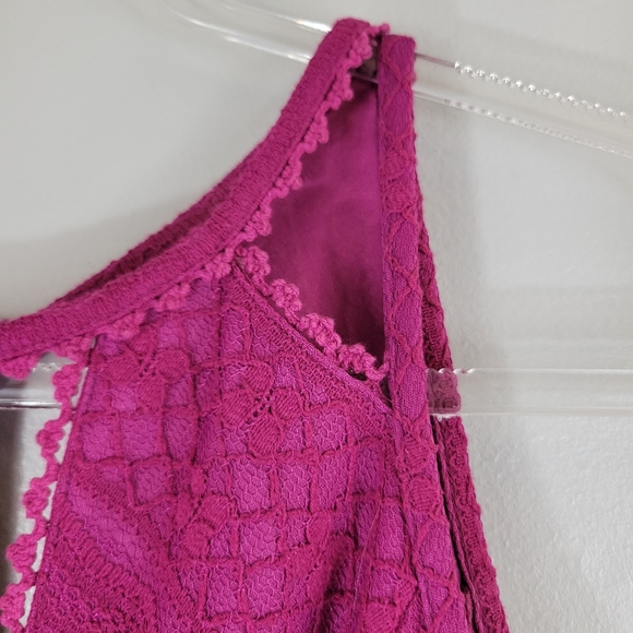 FREE PEOPLE Miss Connections fuchsia cut out lace A-line flare mini party dress - Picture 6 of 11